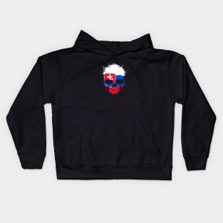 Chaotic Slovakian Flag Splatter Skull Kids Hoodie